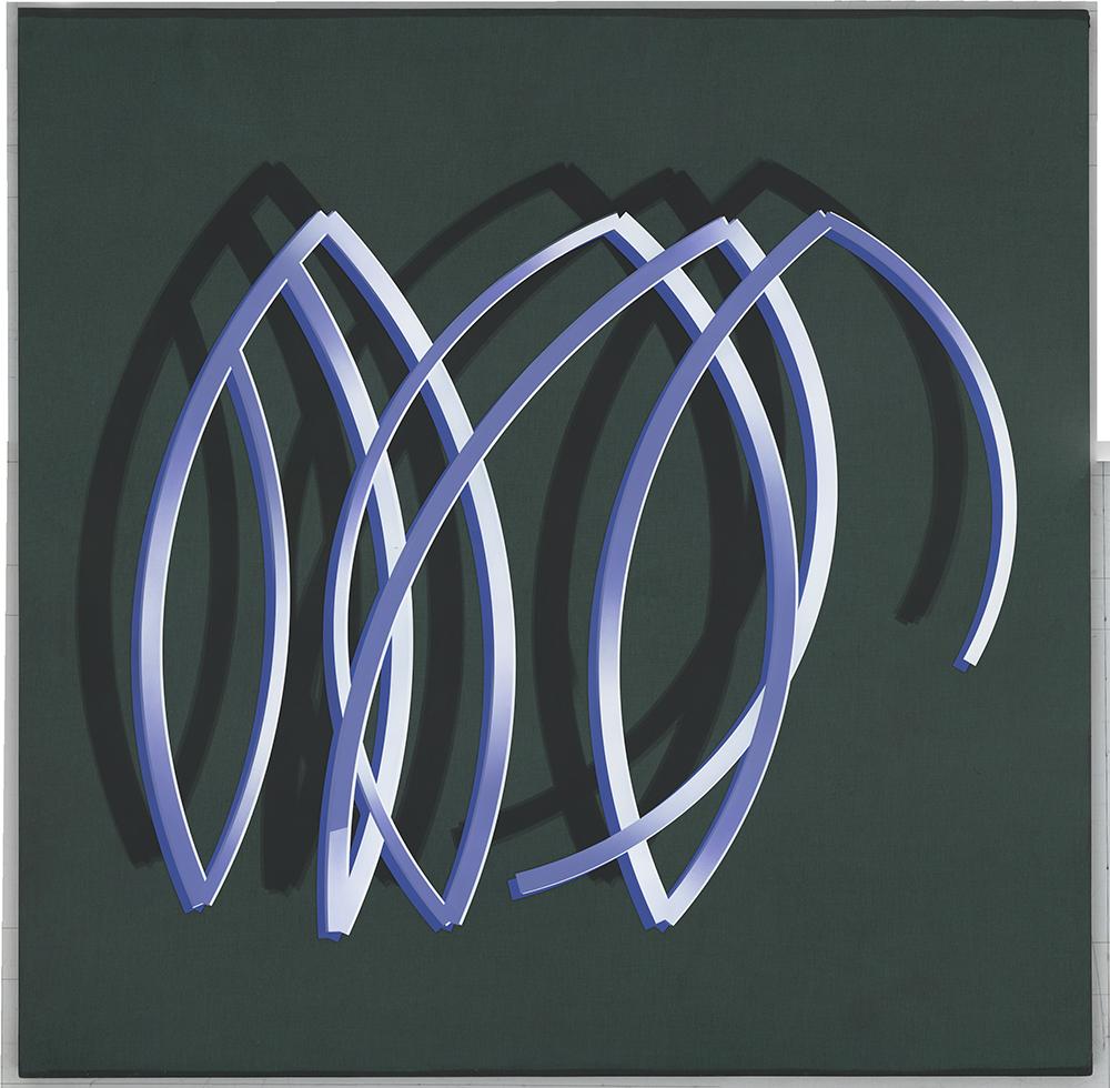 唐明伟，绕圈no.5a，150x150cm，布面丙烯、纱布、亚克力，2021年