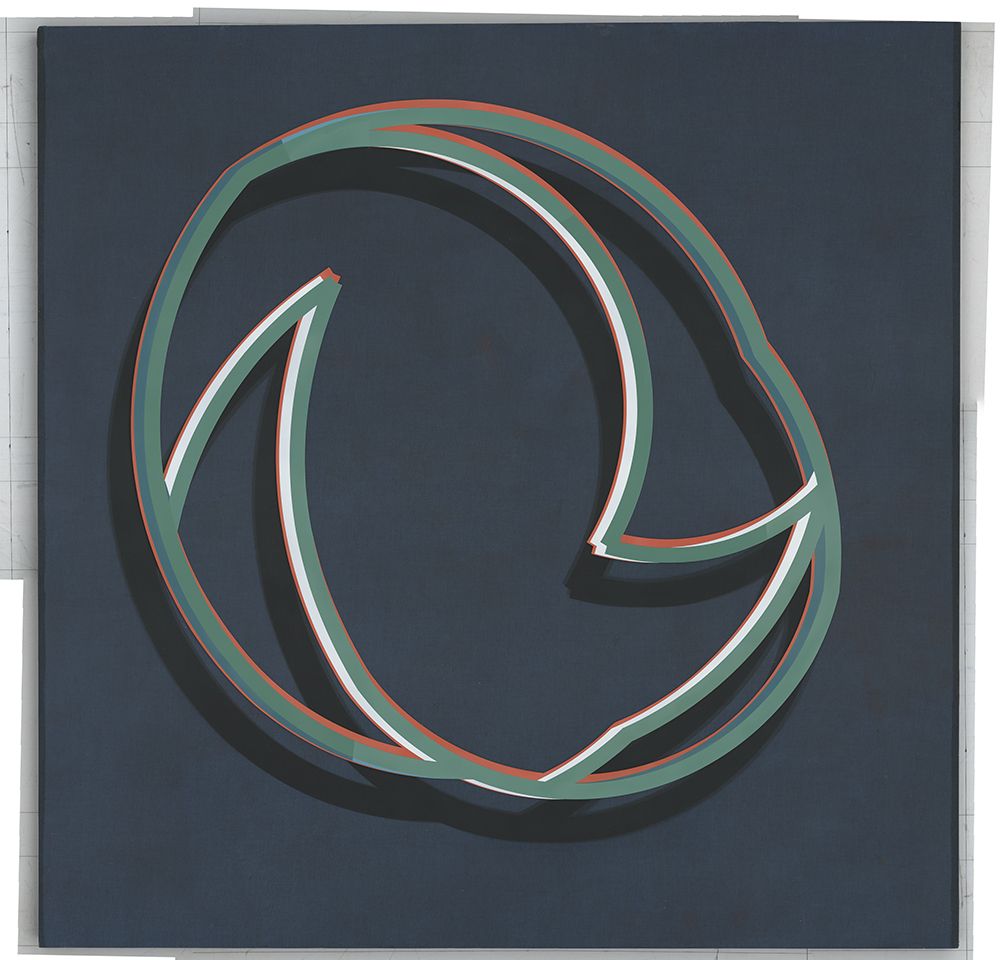 唐明伟，结构想象NO.10b，150x150cm，布面丙烯、纱布、亚克力，2021年