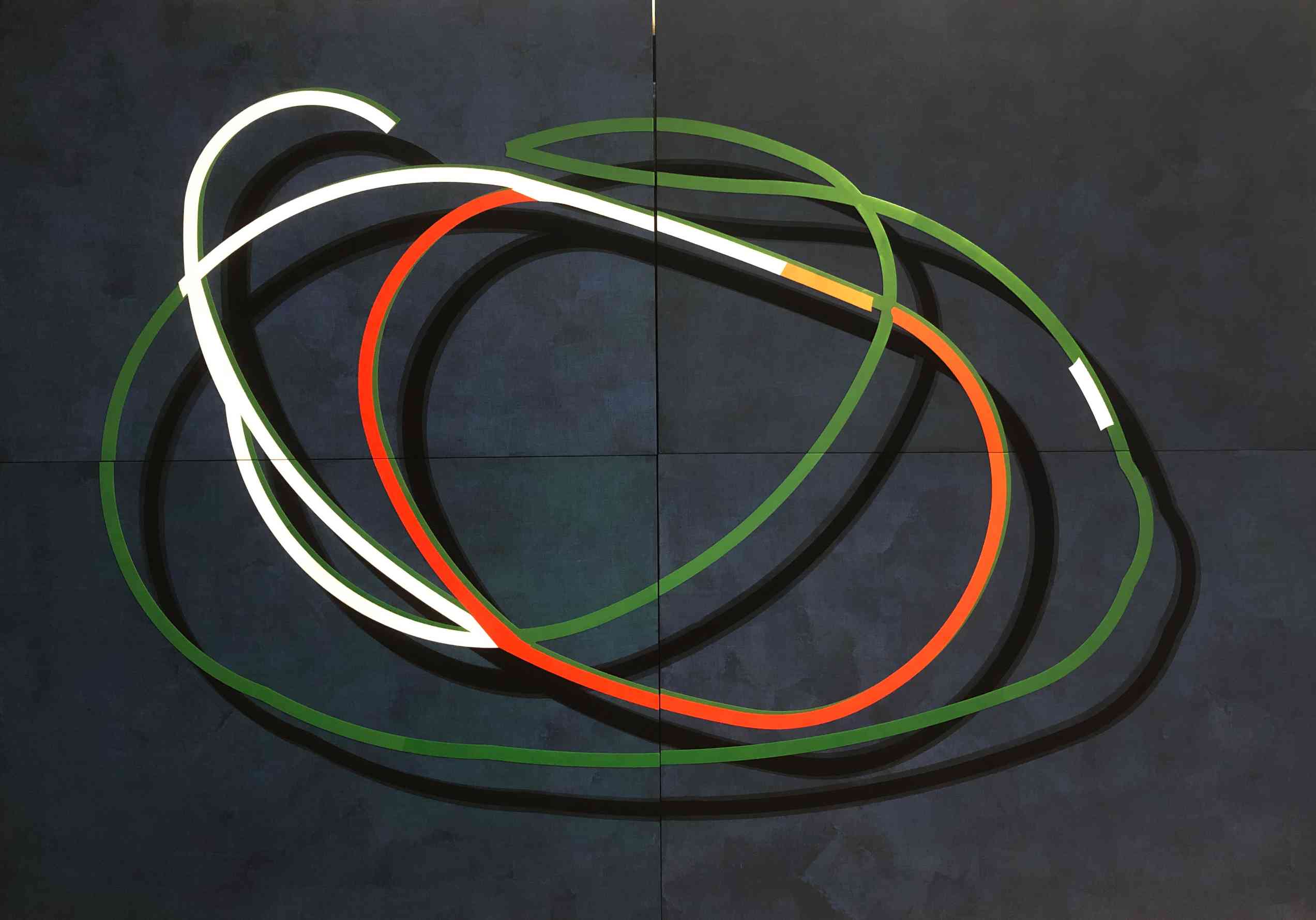 结构想象NO.25a，240x171cm，木板丙烯、纱布、亚克力，2022年