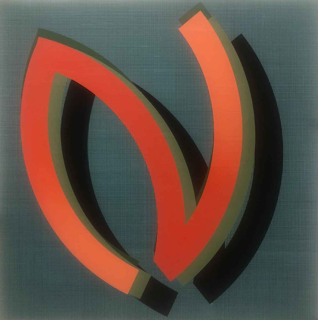 三条相同弧线1a，120x120cm，木板丙烯，2023